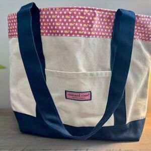 Vineyard Vines Pink and Blue Women's Canvas Tote Bag